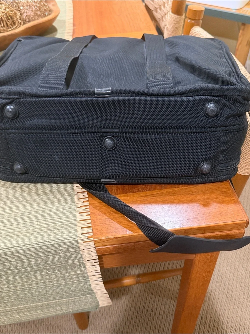 Tumi Black Laptop Briefcase with Top Handles and Shoulder Strap